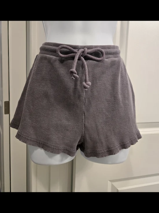 ZARA Purple Ribbed Drawstring Lounge Shorts. Size S - Picture 1 of 9